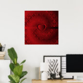 Rotes Damast-Herz Poster (Heimbüro)