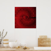 Rotes Damast-Herz Poster (Küche)