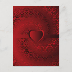 Rotes Damast-Herz Postkarte
