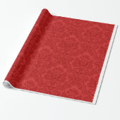Rotes Damast-Muster Geschenkpapier (Ungerollt)