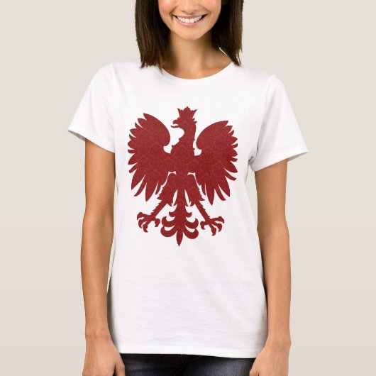 Rotes Damast-Polnisches Eagle T-Shirt (Vorderseite)