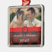 Rotes Damast-Silber verbindet Silbernes Ornament (Links)