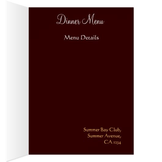 Rotes Damastbrokat Hochzeitsmenü (Innen (Rechts))