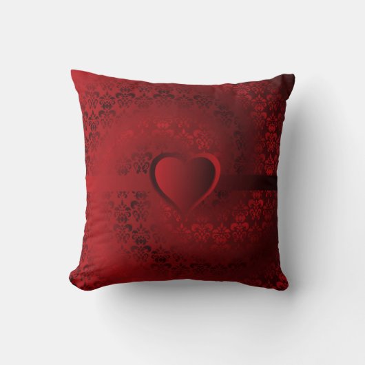 Rotes Damastherz Kissen (Vorderseite)