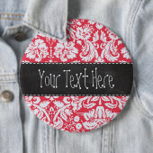 Rotes Damastmuster; Vintage-Schultafel Button (Beispiel)