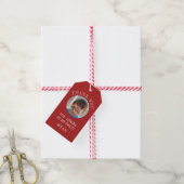 Rotes Danke Geburtstagsjunge Foto Geschenkanhänger (Mit Garn)
