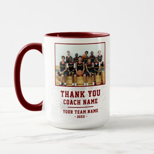 Rotes Danke Trainer Teamname Foto Tasse (Links)