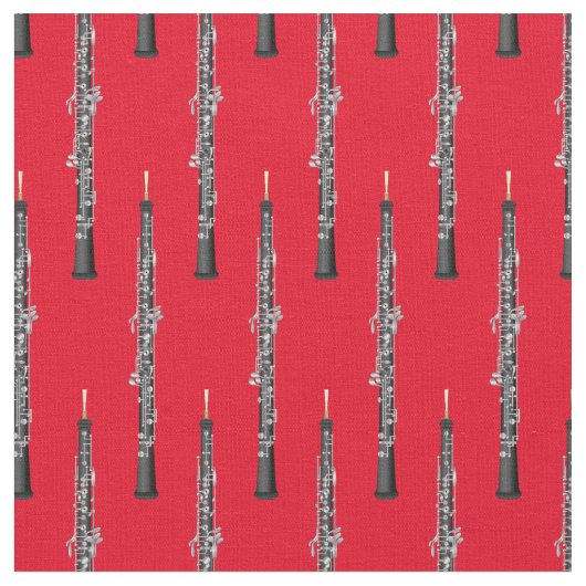 Rotes Dekor des Oboe Music Musician Room Stoff (Nahaufnahme)
