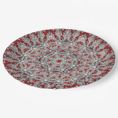 Rotes Dekorationspapier Pappteller (Schrägansicht)