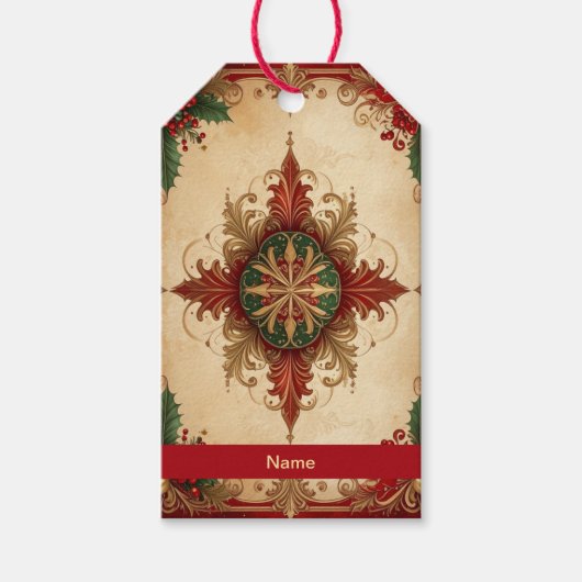 Rotes dekoratives Geschenk-Tag Geschenkanhänger (Vorderseite)