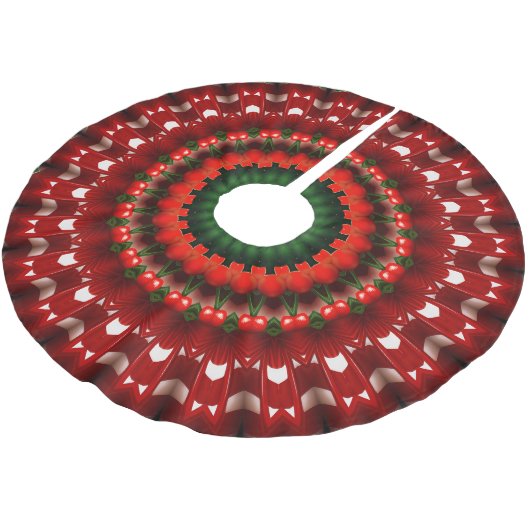 Rotes Dekoratives Holiday Tree Skirt Polyester Weihnachtsbaumdecke (Schrägansicht)