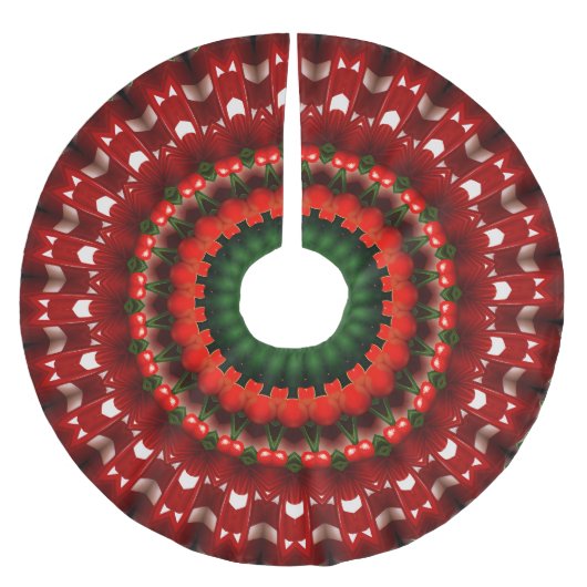 Rotes Dekoratives Holiday Tree Skirt Polyester Weihnachtsbaumdecke (Vorderseite)