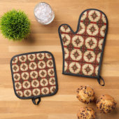 Rotes Dekoratives Ofenhandschuh & Topflappen-Set (Oben Unten)