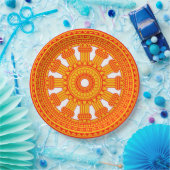 Rotes Dharma-Rad (buddhistische Kunst) Pappteller (Party)