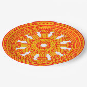 Rotes Dharma-Rad (buddhistische Kunst) Pappteller (Schrägansicht)