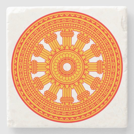 Rotes Dharma-Rad (buddhistische Kunst) Steinuntersetzer (Vorderseite)