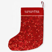 Rotes digitales Glitter & Funkeln Kleiner Weihnachtsstrumpf (Rückseite)