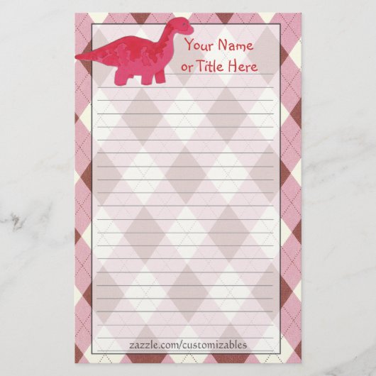 Rotes Dino-Briefpapier Briefpapier (Vorderseite)