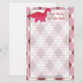 Rotes Dino-Briefpapier Briefpapier (Vorne/Hinten)