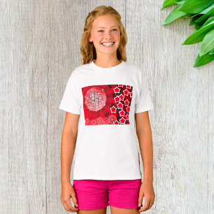 Rotes Disco-Party-Thema mit Sternen und Glitterbal T-Shirt