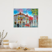 Rotes Doppeldecker-Bussebussbild Poster (Küche)