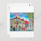 Rotes Doppeldecker-Bussebussbild Postkarte (Vorne/Hinten)