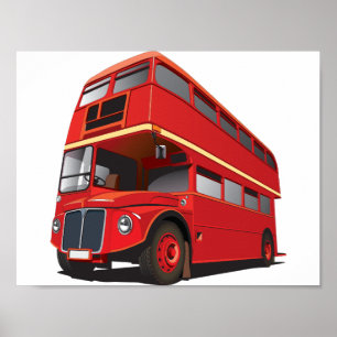 Rotes Doppelstockbus Plakat