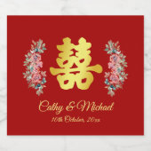 Rotes doppeltes Glück Blumenzwiebeln Chinesische H Schaumweinetikett (Einzelnes Label)