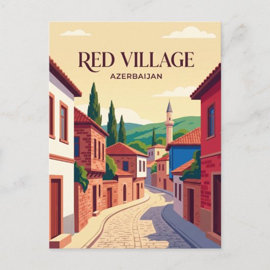 Rotes Dorf Aserbaidschan Postkarte (Vorderseite)