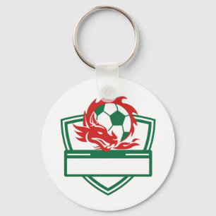 Rotes Drache-Fußball-Ball-Wappen Schlüsselanhänger