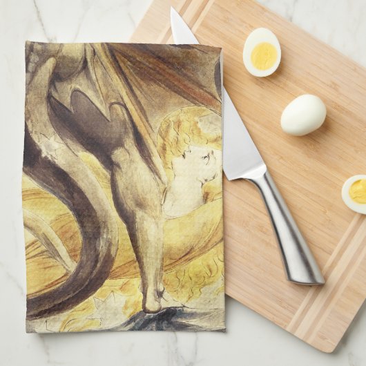 Rotes Drache-Geschirrtuch Williams Blake Geschirrtuch (Viertel Falte)