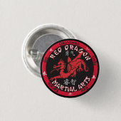 Rotes Drache-Kriegskunst-Button Button (Vorne & Hinten)