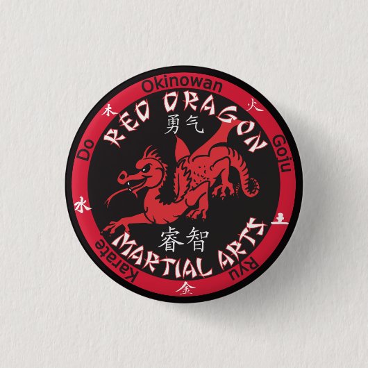 Rotes Drache-Kriegskunst-Button Button (Vorderseite)
