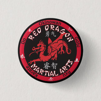 Rotes Drache-Kriegskunst-Button Button