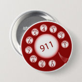 Rotes Drehscheibentelefon wählt Notrufnummer 911 Button (Vorne & Hinten)