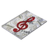 Rotes dreifacher Clef-Musik-Notizbuch Notizblock (Linke Seite)
