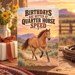Rotes Dun Quarter Horse Speed Geburtstag Western A Karte