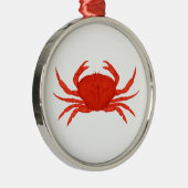 Rotes Dungeness Krabben-Logo Silbernes Ornament (Rechts)