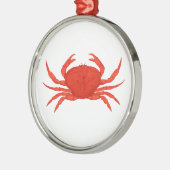 Rotes Dungeness Krabben-Logo Silbernes Ornament (Links)