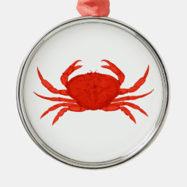 Rotes Dungeness Krabben-Logo Silbernes Ornament