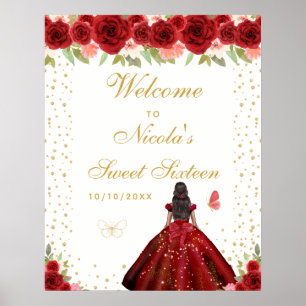 Rotes dunkles Haut Mädchen Sweet Sixteen Willkomme Poster