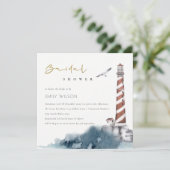 ROTES DUSKY BLAUE LIGHTHOUSE MEER BRAUTPARTY EINLA DANKESKARTE (Stehend Vorderseite)