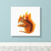 Rotes Eichhörnchen Aquarellmalerei Kunstwerk Druck Leinwanddruck (Insitu (Holzboden))