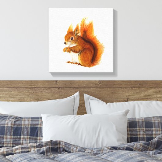 Rotes Eichhörnchen Aquarellmalerei Kunstwerk Druck Leinwanddruck (Insitu (Schlafzimmer))