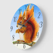 Rotes Eichhörnchen Aquarellmalerei Postkarte Große Wanduhr (Winkel)