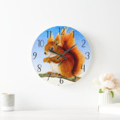 Rotes Eichhörnchen Aquarellmalerei Postkarte Große Wanduhr (Zuhause)