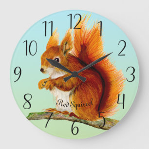 Rotes Eichhörnchen Aquarellmalerei Uhr