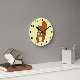 Rotes Eichhörnchen-Design Runde Wanduhr