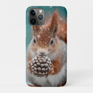 Rotes Eichhörnchen im Schnee mit Pinecone Case-Mate iPhone Hülle