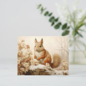 Rotes Eichhörnchen im Schneewald Postkarte (Stehend Vorderseite)